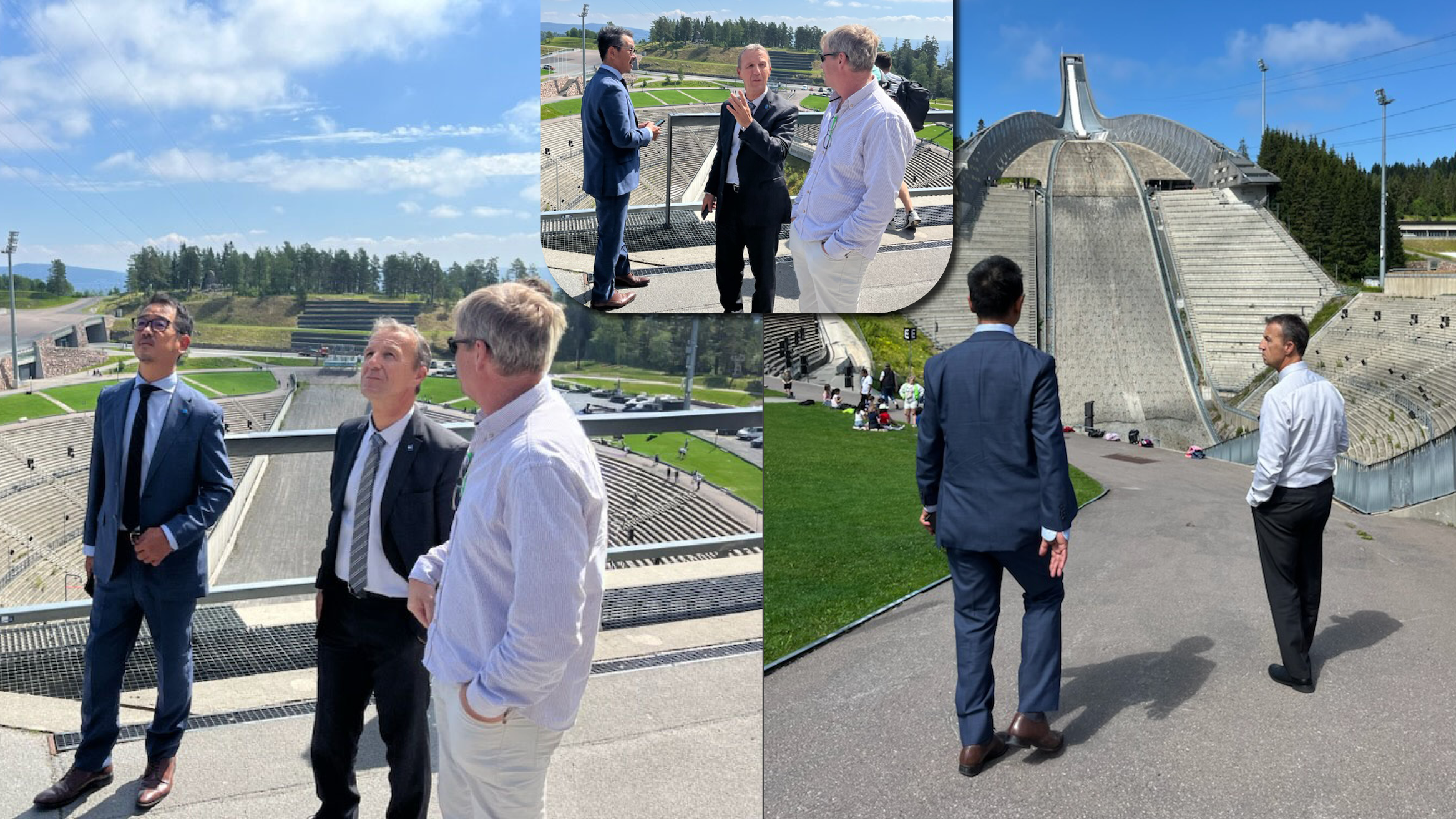 bildekollasje med tre personer på Holmenkollen